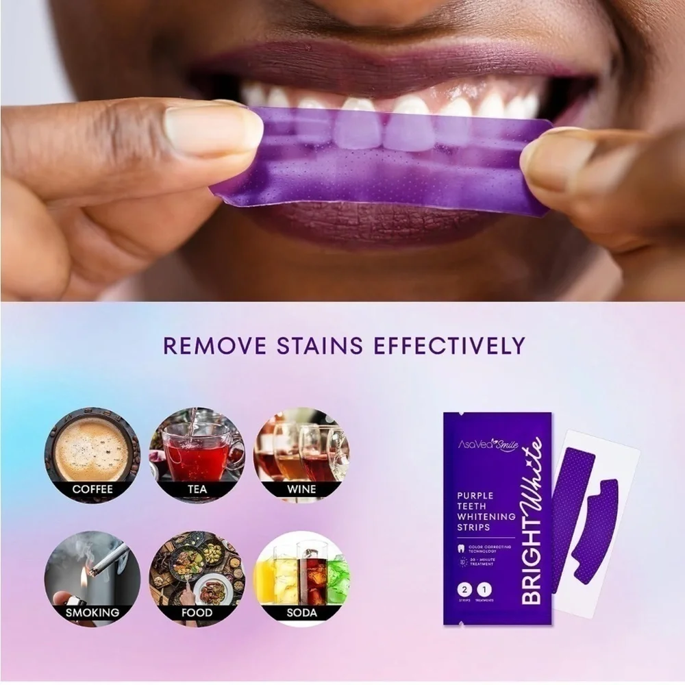 Brand New Bright White Bundle Purple Color Correcting Foam & Whitening Strips